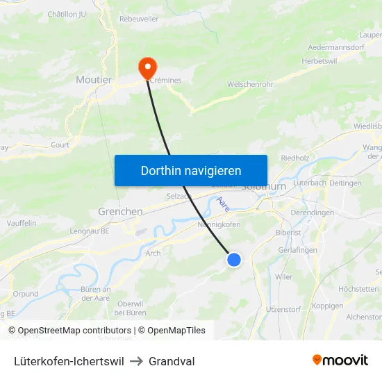 Lüterkofen-Ichertswil to Grandval map
