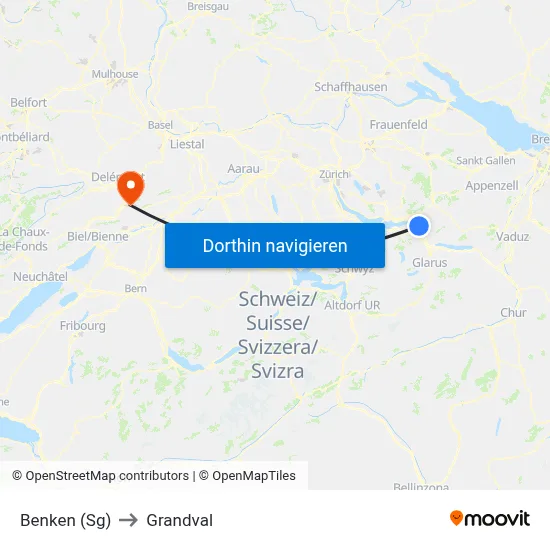 Benken (Sg) to Grandval map