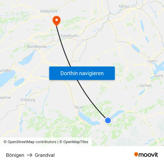 Bönigen to Grandval map