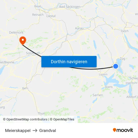 Meierskappel to Grandval map