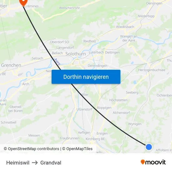Heimiswil to Grandval map