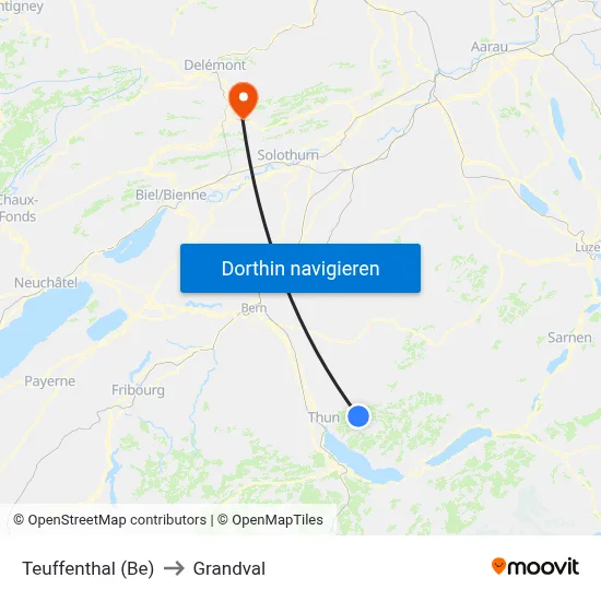 Teuffenthal (Be) to Grandval map