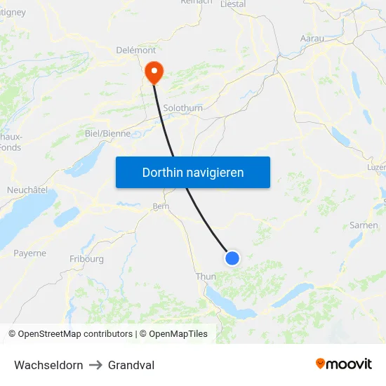 Wachseldorn to Grandval map