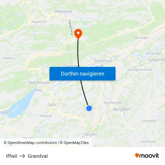 Iffwil to Grandval map