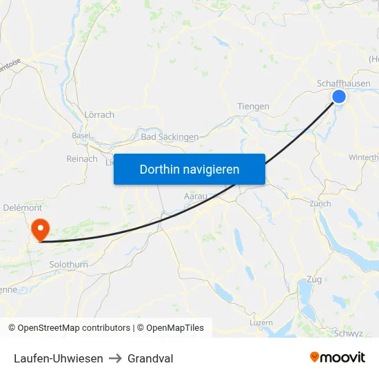 Laufen-Uhwiesen to Grandval map