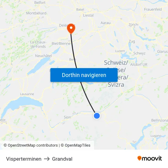 Visperterminen to Grandval map