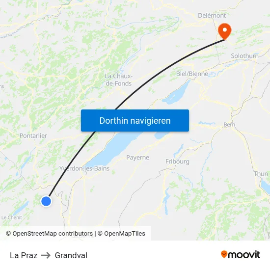 La Praz to Grandval map