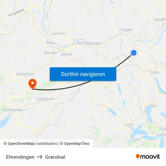 Ehrendingen to Grandval map