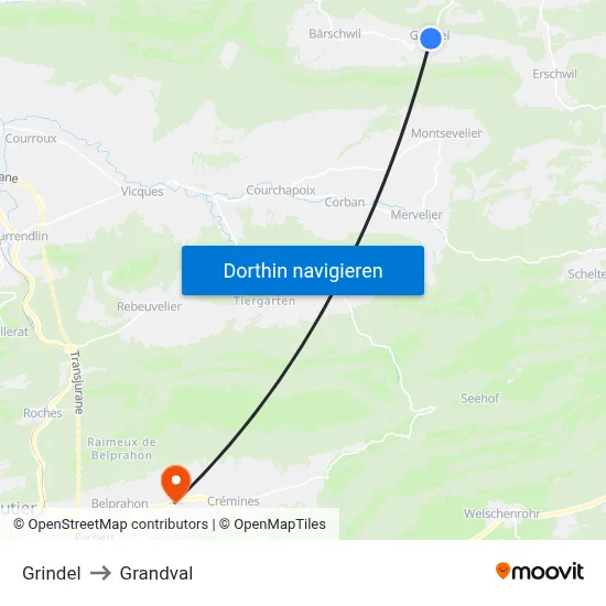 Grindel to Grandval map