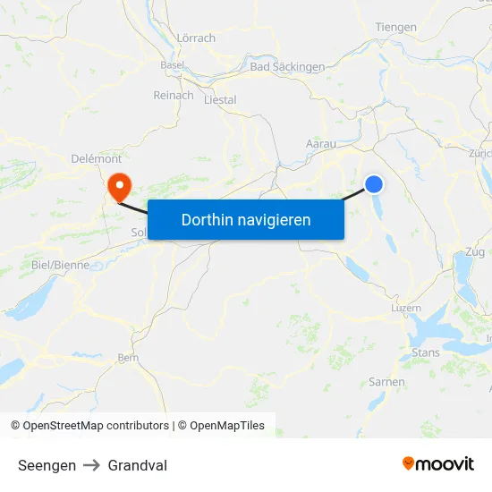 Seengen to Grandval map