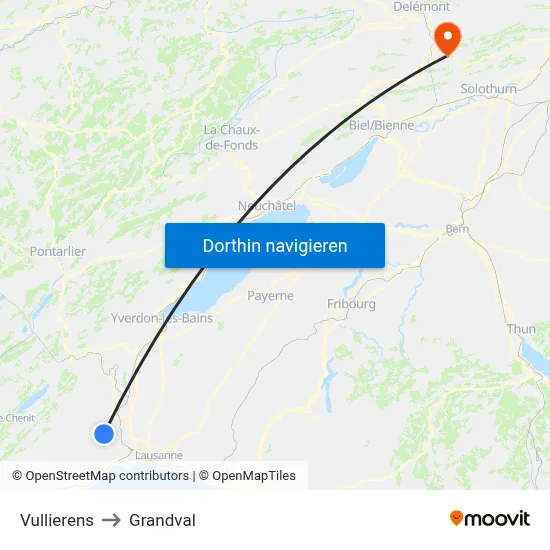 Vullierens to Grandval map