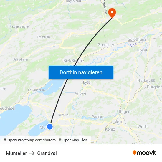 Muntelier to Grandval map