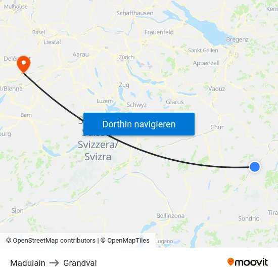 Madulain to Grandval map