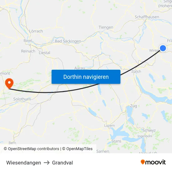 Wiesendangen to Grandval map