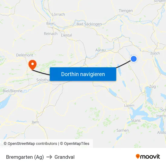 Bremgarten (Ag) to Grandval map
