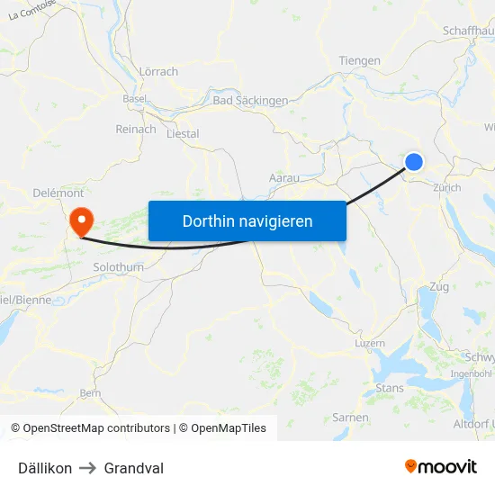 Dällikon to Grandval map