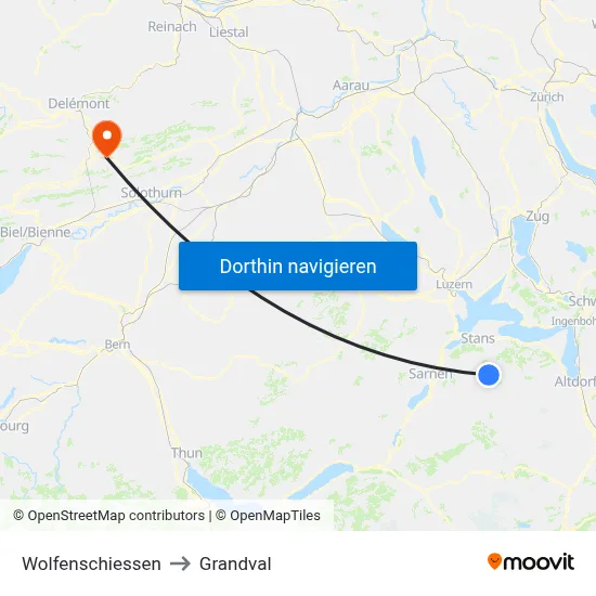 Wolfenschiessen to Grandval map