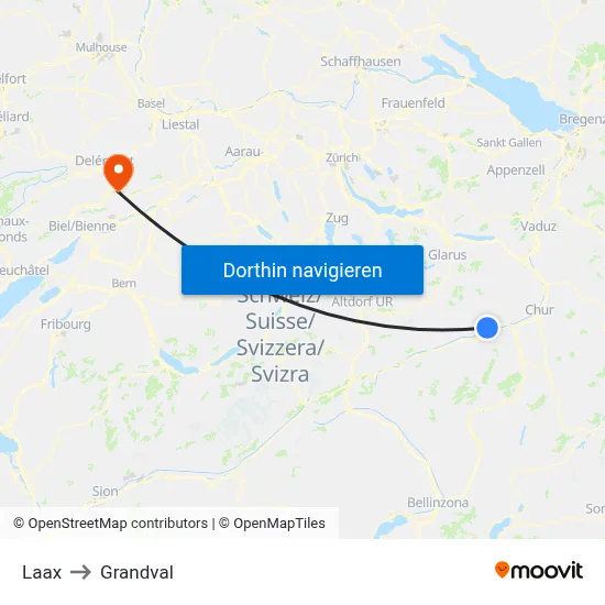 Laax to Grandval map