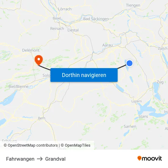 Fahrwangen to Grandval map