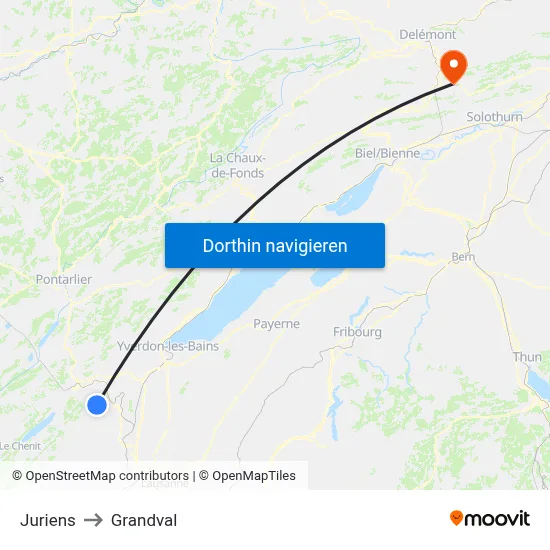Juriens to Grandval map