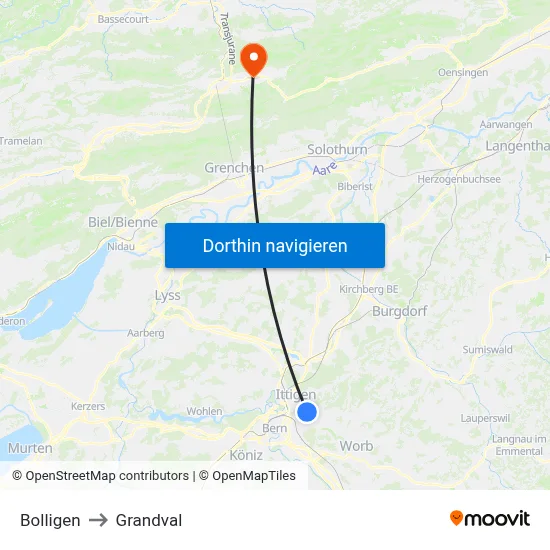 Bolligen to Grandval map