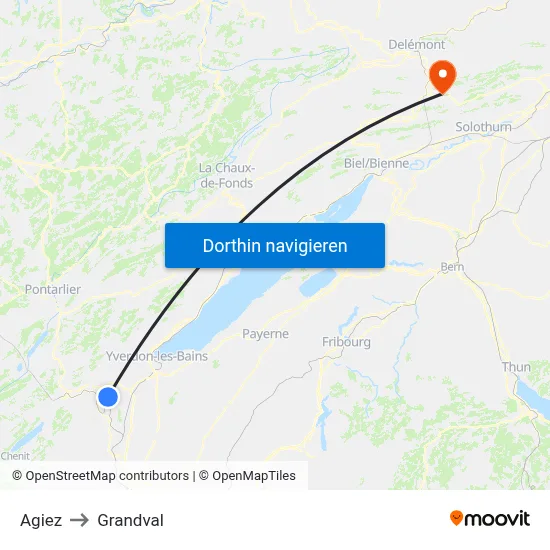 Agiez to Grandval map