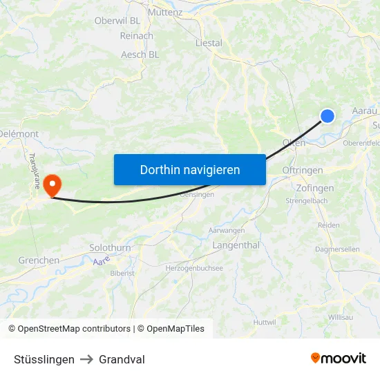 Stüsslingen to Grandval map