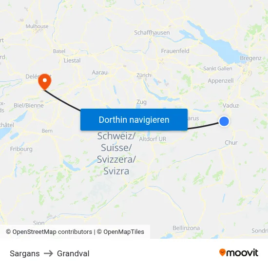 Sargans to Grandval map
