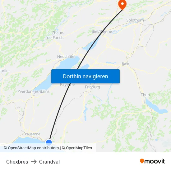 Chexbres to Grandval map