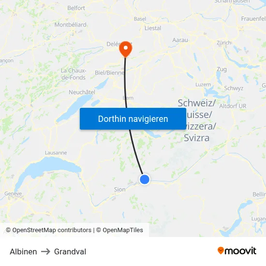 Albinen to Grandval map