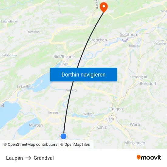 Laupen to Grandval map