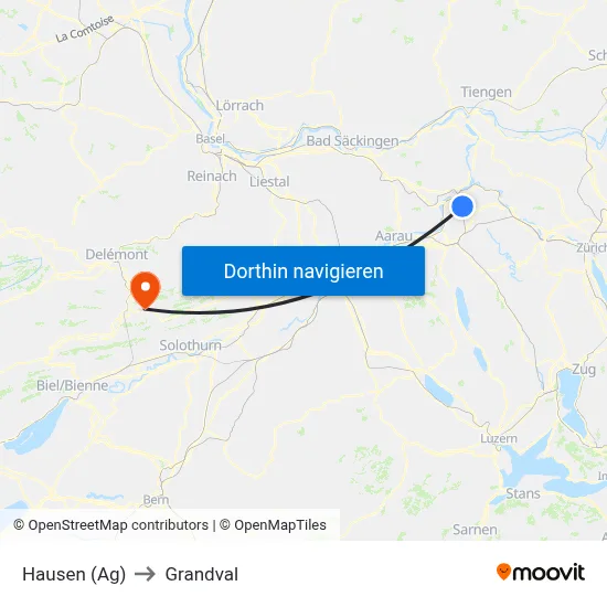 Hausen (Ag) to Grandval map