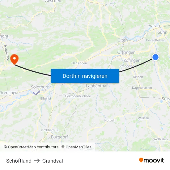 Schöftland to Grandval map