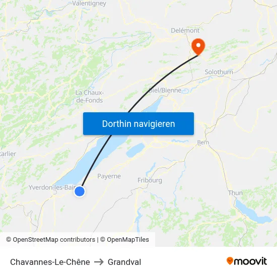Chavannes-Le-Chêne to Grandval map