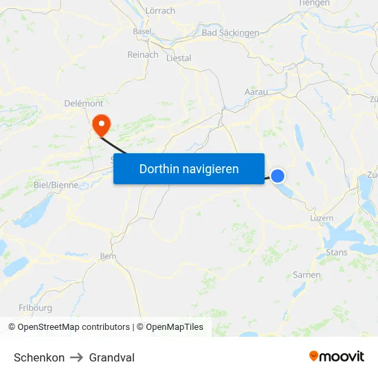Schenkon to Grandval map