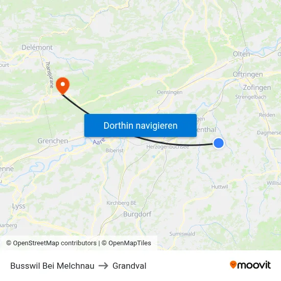 Busswil Bei Melchnau to Grandval map