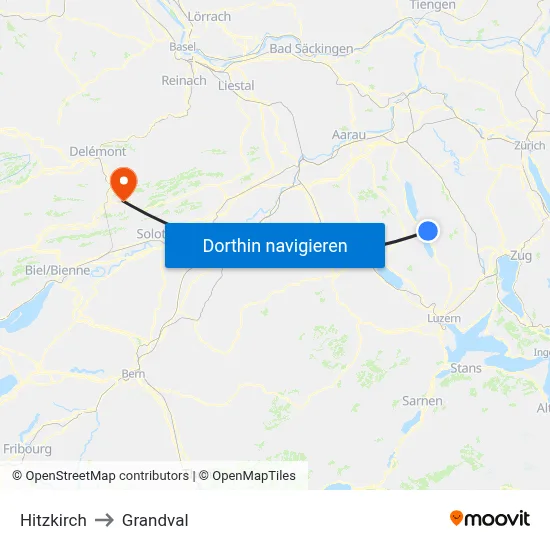 Hitzkirch to Grandval map