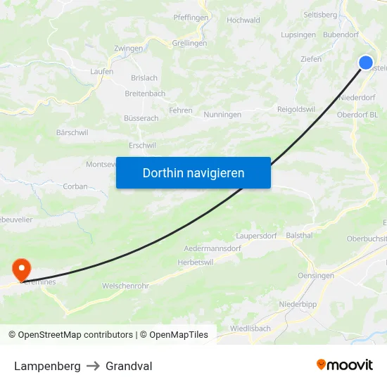 Lampenberg to Grandval map