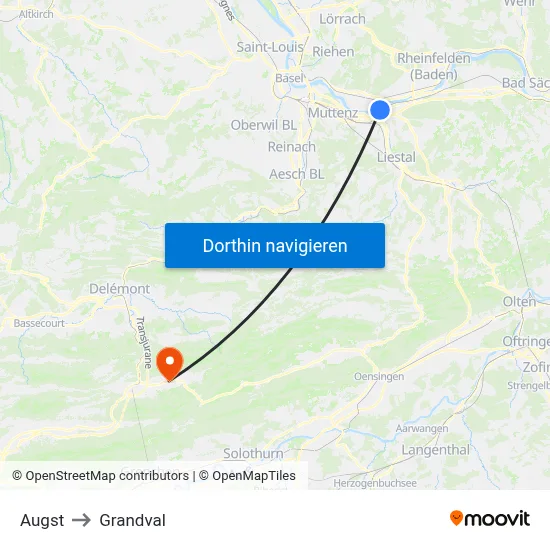 Augst to Grandval map