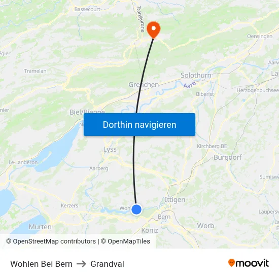 Wohlen Bei Bern to Grandval map