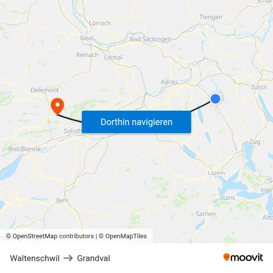 Waltenschwil to Grandval map