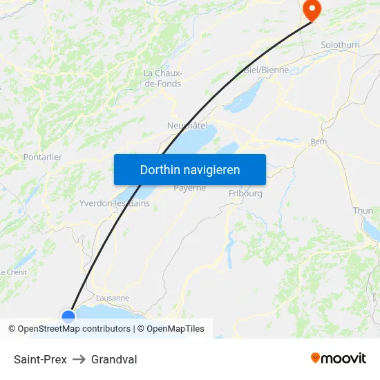 Saint-Prex to Grandval map