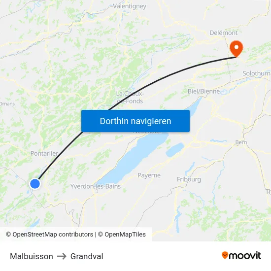 Malbuisson to Grandval map