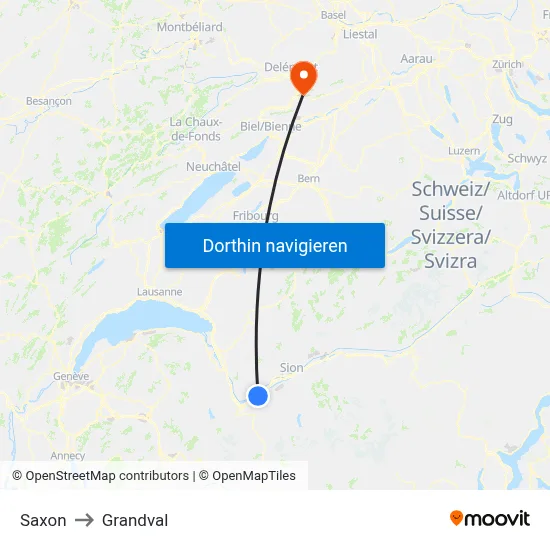 Saxon to Grandval map