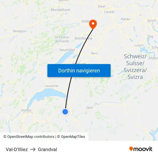 Val-D'Illiez to Grandval map