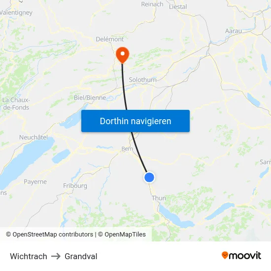 Wichtrach to Grandval map