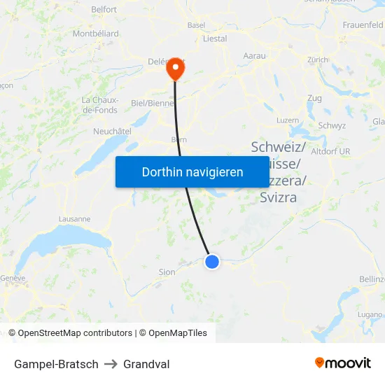 Gampel-Bratsch to Grandval map