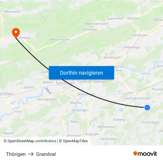 Thörigen to Grandval map