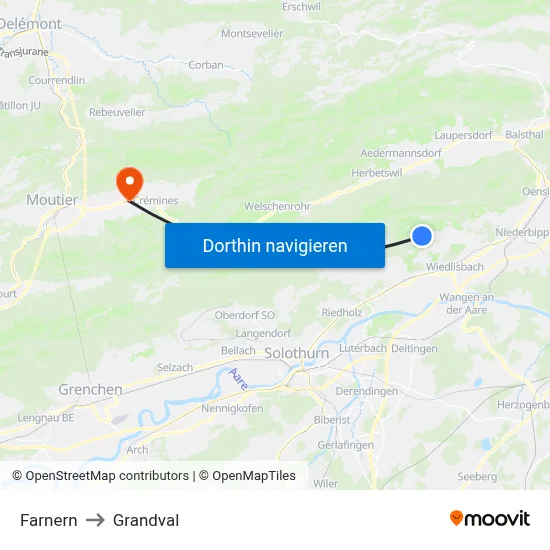 Farnern to Grandval map