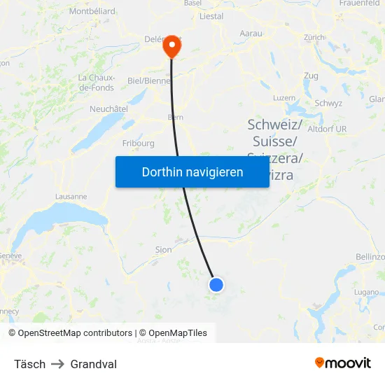 Täsch to Grandval map